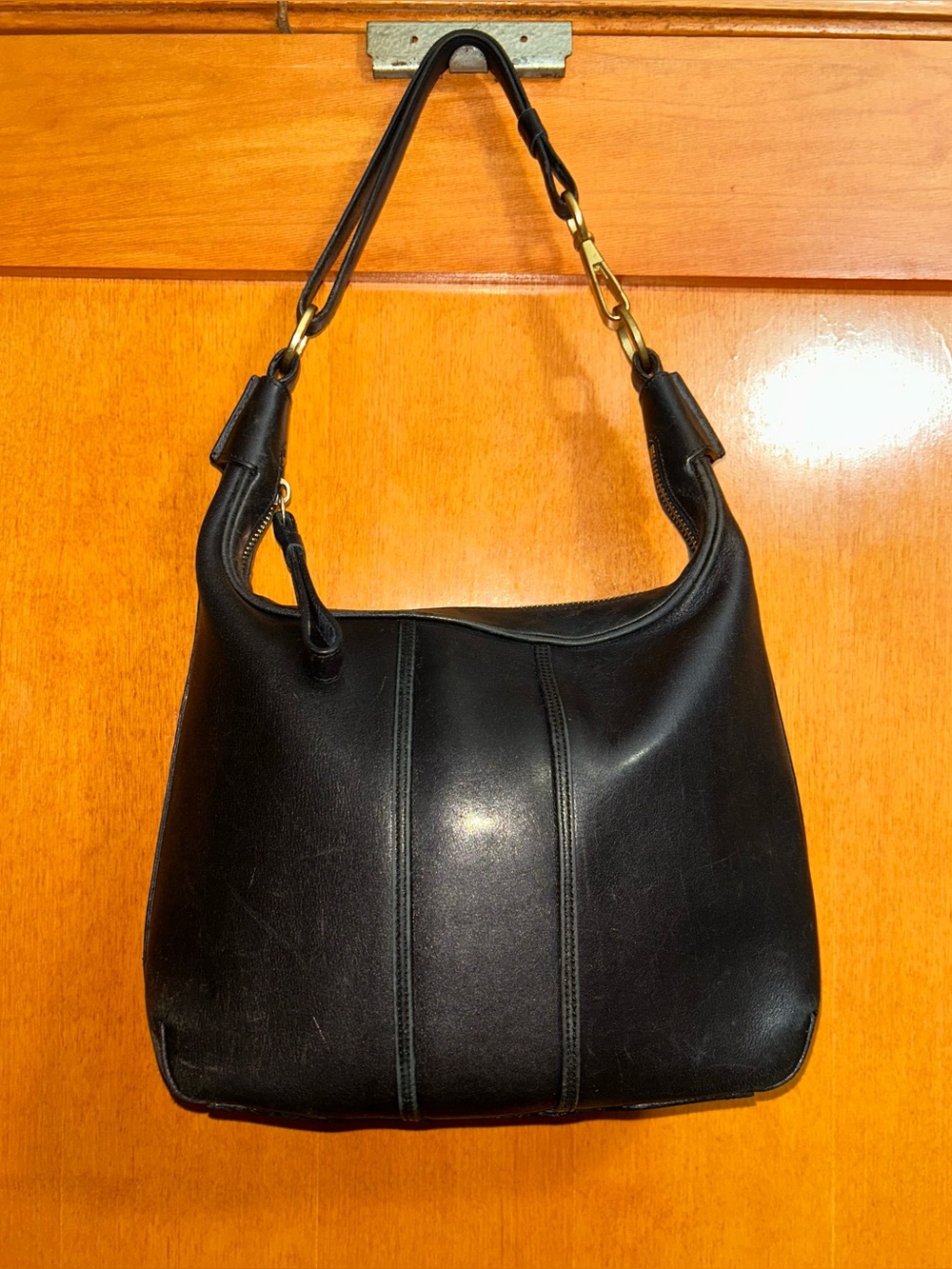Vintage Coach #6950 Amanda Hobo Shoulder Bag Black Leather Purse